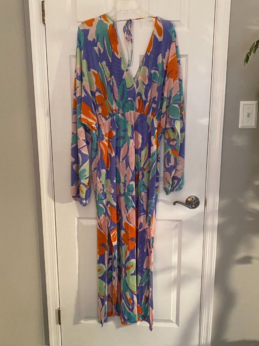 ASOS Design Tropical Design Pleated Maxi Dress - Size 12 - Picture 4 of 8
